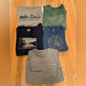 (5) Men's L.L. Bean Graphic T-Shirts Bundle. XL. Cotton & Cotton Blend.